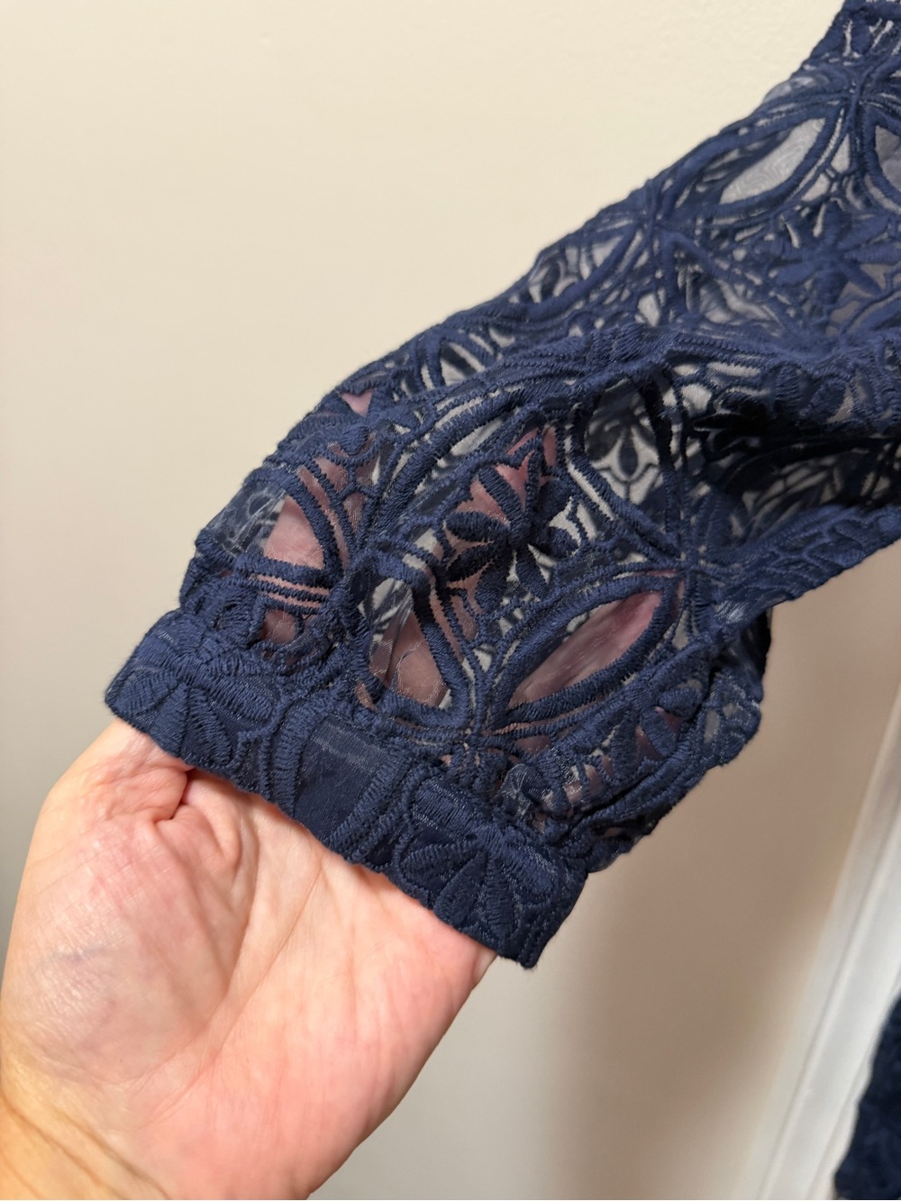 Tuckernuck Navy Lace Ruffle-Trim Midi Dress - Picture 3 of 7